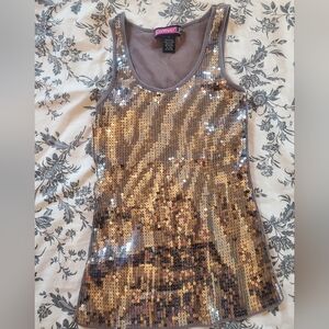 Silver Sequins sleeveless tank top